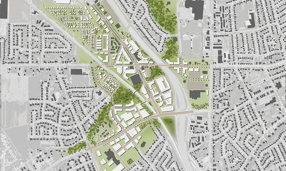 Master plan for downtown Layton. Illustrated by Cameron Blakely & Chandler Christiansen.