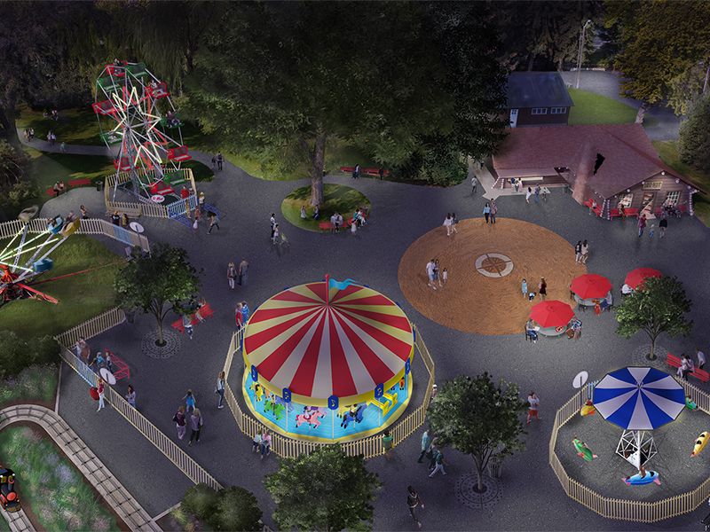 Aerial view at night.